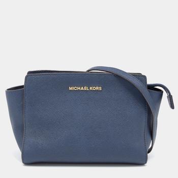 MICHAEL Michael Kors Blue Saffiano Leather Small Selma Crossbody Bag product img