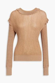 推荐Metallic ruffle-trimmed cable-knit sweater商品