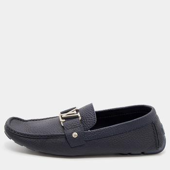 lv男鞋是什么牌子, [二手商品] Louis Vuitton | Louis Vuitton Navy Blue Leather Montaigne Slip On Loafers Size 41.5商品图片 满$800减$80, 满减