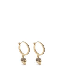 商品Alexander McQueen | ALEXANDER MCQUEEN Palladium Gold Skull Hoop Earrings,商家Baltini,价格¥1646图片