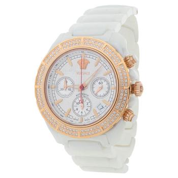 推荐Versace White Ceramic Rose Gold Plated Stainless Steel Diamond DV One 11CC Unisex Wristwatch 40 mm商品