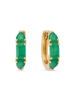 Saks Fifth Avenue | 14K Yellow Gold & Emerald Huggie Earrings,商家Saks OFF 5TH,价格¥5910