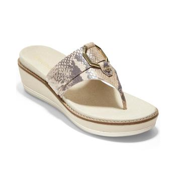 Cole Haan | Cole Haan Womens Original Grand Leather Snake Print Flatform Sandals商品图片,1.7折起