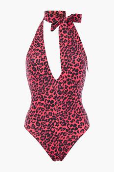 Zimmermann | Separates Sculpt tie-neck leopard-print halterneck swimsuit商品图片,3折