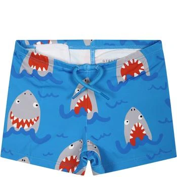 Stella McCartney | Light Blue Boxer Shorts For Baby Boy With All-over Shark Print,商家Italist,价格¥677