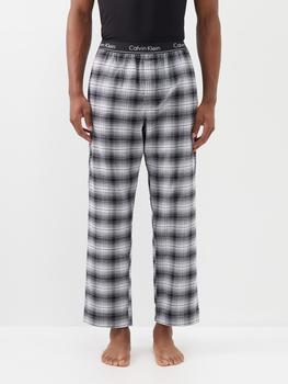 推荐Check cotton-blend pyjama trousers商品