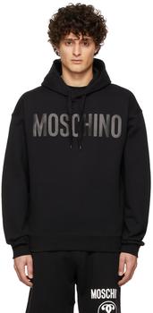 时尚莫斯奇诺卫衣男装, Moschino | 黑色徽标连帽衫商品图片 
