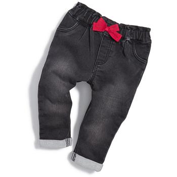 First Impressions | Baby Girls Black Bow Jeans, Created for Macy's商品图片,