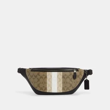 Coach Outlet Warren Belt Bag In Blocked Signature Canvas With Varsity Stripe