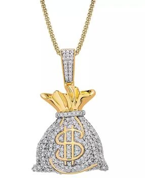 Macy's | Men's Diamond MoneyBag 22" Pendant Necklace (1/2 ct. t.w.) in 14k Gold-Plated Sterling Silver,商家Macy's,价格¥2442