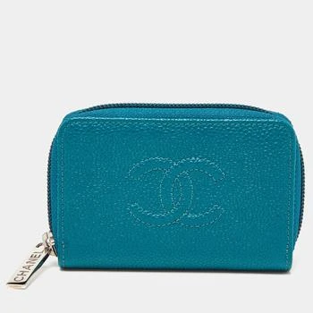 推荐Chanel Teal Blue Caviar Leather CC Zip Coin Purse商品