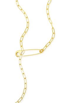 推荐14K Gold Plated Safety Pin Lariat Necklace商品