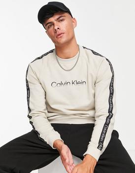 ck卫衣是什么牌子, Calvin Klein | Calvin Klein Performance chest logo sweatshirt in beige商品图片 