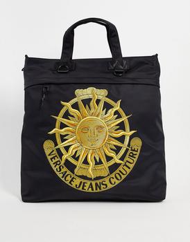 推荐Versace Jeans Couture sun embroidered tote bag in black商品