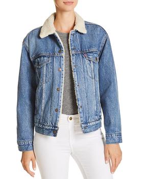 李维斯外套, Levi's | Sherpa-Trimmed Denim Trucker Jacket 女士羊羔夹克商品图片 