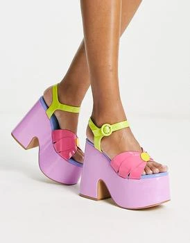 Daisy Street | Daisy Street Exclusive platform heeled sandals in multicolour 5.1折