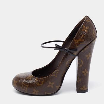 lv鞋真假, [二手商品] Louis Vuitton | Louis Vuitton Dark Brown Monogram Canvas Mary Jane Pumps Size 38商品图片 满1件减$100, 满减