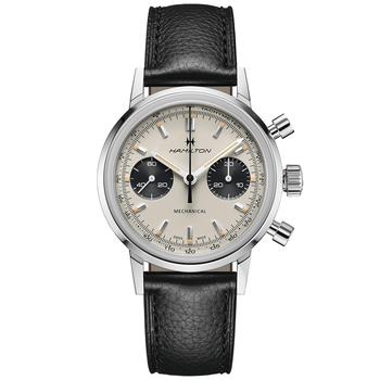 推荐Men's Swiss Intra-Matic Chronograph H Black Leather Strap Watch 40mm商品