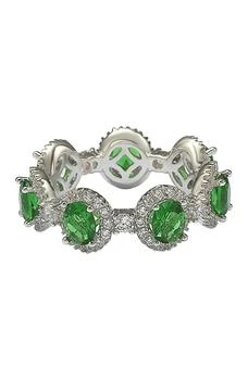 Suzy Levian | Sterling Silver Prong Set Green CZ & Pave Halo Station Eternity Band Ring 3.5折, 独家减免邮费