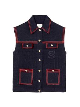 Sandro | Clovis Contrast-Trim Tweed Vest商品图片,5折