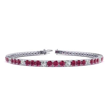 SSELECTS | 4 1/4 Carat Ruby And Diamond Alternating Tennis Bracelet In 14 Karat White Gold, 7 Inches,商家Premium Outlets,价格¥12256