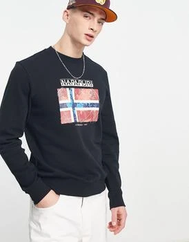 推荐Napapijri Guiro chest logo sweatshirt in black商品