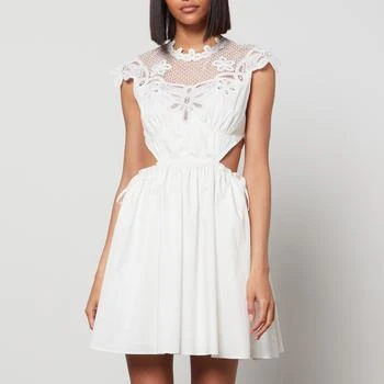 推荐Self-Portrait Guipure Lace-Trimmed Cotton-Poplin Mini Dress商品