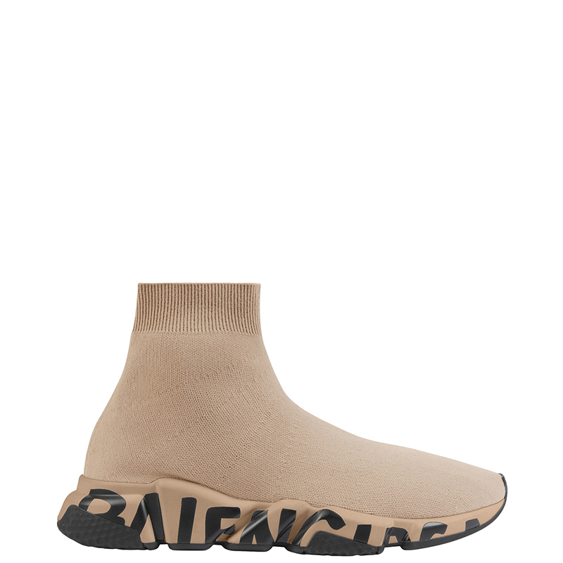 巴黎世家短袖海淘, Balenciaga | Balenciaga/巴黎世家 新款 Speed系列 男士米色涂鸦再生网眼运动鞋商品图片 7.5折, 包邮包税