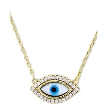 Macy's | Cubic Zirconia & Enamel Evil Eye 16"  Pendant Necklace in 14k Gold-Plated Sterling Silver,商家Macy's,价格¥168