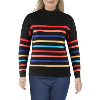 商品Metric New York | Metric New York Womens Striped Knit Mock Turtleneck Sweater,商家BHFO,价格¥89图片