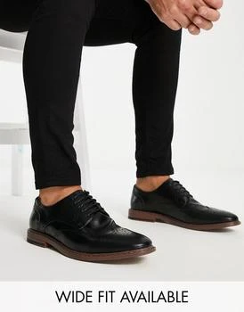 ASOS | ASOS DESIGN brogue shoes in black faux leather,商家ASOS,价格¥222