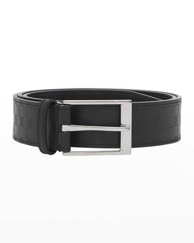 巴宝莉皮带, Burberry | Men's Debossed Check Leather Buckle Belt, 35mm商品图片 