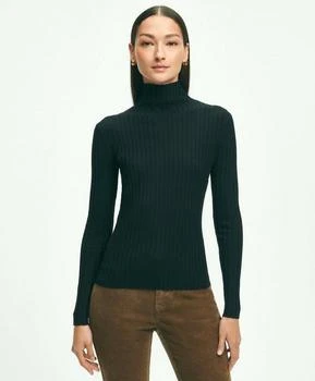 推荐Silk-Blend Mock Neck Ribbed Sweater商品