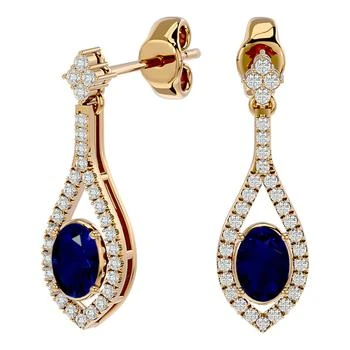 SSELECTS | 2 1/2 Carat Oval Shape Sapphire And Diamond Dangle Earrings In 14 Karat Yellow Gold,商家Premium Outlets,价格¥7454