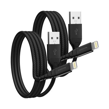商品Overtime | Apple MFi Certified iPhone 11/XR/SE/10/8 6ft Charging Cable | USB to Lightning Cable for iPhone - Black (2-Pack),商家Macy's,价格¥179图片