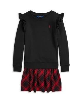 Ralph Lauren | Girls' Plaid & Fleece Sweatshirt Dress - Little Kid, Big Kid,商家Bloomingdale's,价格¥447