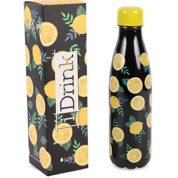 小黑瓶, iDrink | Lemon print water bottle in black 500ml商品图片 6折×额外7.5折, 额外七五折