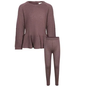 推荐Merino wool knitted blouse and leggings set in grape purple商品