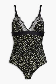 product Doris lace-trimmed leopard-print stretch-jersey bodysuit image