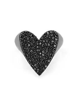 商品Sheryl Lowe | Black-Rhodium-Plated & 1.21 TCW Diamond Folded Heart Ring,商家Saks Fifth Avenue,价格¥11704图片