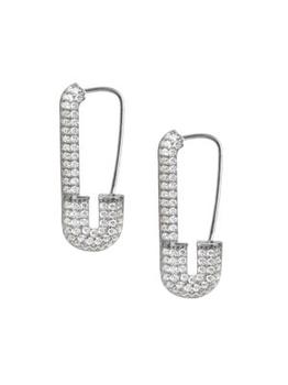 商品Gabi Rielle | Renew Sterling Silver & Cubic Zirconia Safety Pin Earrings,商家Saks OFF 5TH,价格¥568图片
