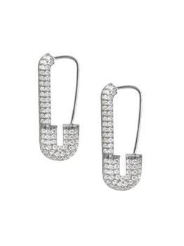 Gabi Rielle | Renew Sterling Silver & Cubic Zirconia Safety Pin Earrings,商家Saks OFF 5TH,价格¥439