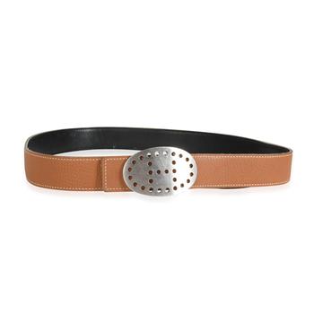 Destrier belt buckle & Reversible leather strap 32 mm