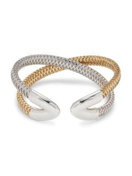 商品18K Two Tone Gold Crisscross Cuff Bracelet图片