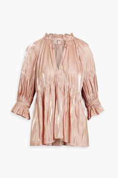 推荐Phyllis metallic plissé-satin blouse商品