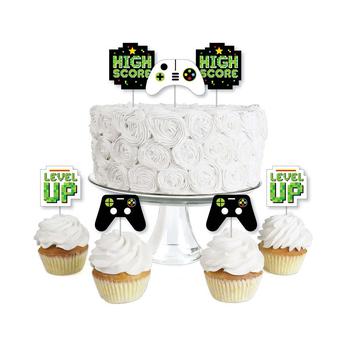 商品Game Zone - Dessert Cupcake Toppers - Pixel Video Game Party or Birthday Party Clear Treat Picks - Set of 24图片