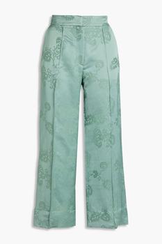 推荐Nilo cropped linen-blend jacquard wide-leg pants商品