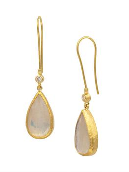 商品Gurhan | Elements 24K Yellow Gold, Rainbow Moonstone & 0.16 TCW Diamond Drop Earrings,商家Saks Fifth Avenue,价格¥20312图片