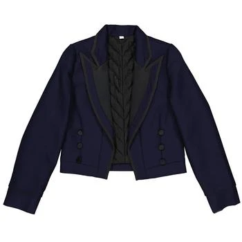 Burberry | Girls Navy Satin Trim Wool Twill Tailored Jacket 1.5折