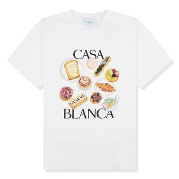 推荐Casablanca Patisseries En Vol Printed White T Shirt商品